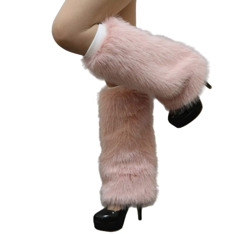 Plush Furry Leg Warmers for Women Cozy Winter Boot Toppers Cuffs Thermal Warm Fuzzy Foot Covers Footless Socks Gaiters