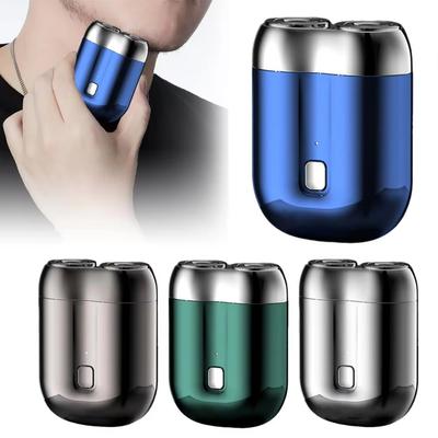Мини-электробритва с двойной головкой, USB-перезаряжаемая, водонепроницаемая, дорожная, роторная бритва, портативная, для мужчин, триммер для бороды, электрическая бритва