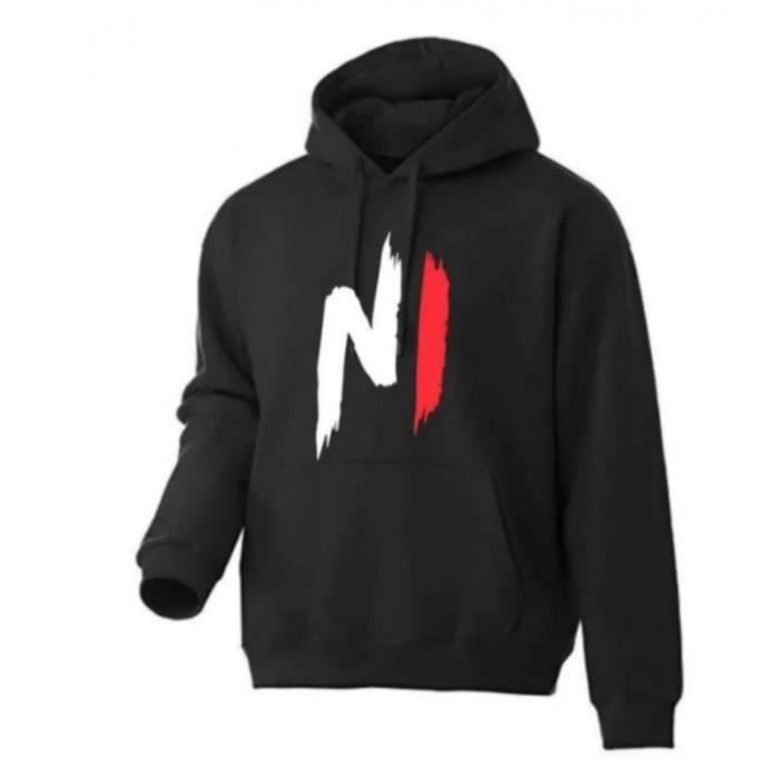 Hooded Sweatshirt - Nihno - Black - Long Sleeves - Drawstring - Front Pocket