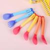 Baby Tableware, Children's Spoons, Kids Soft - Headed, Safety, Temperature - Sensitive, Anti - Scalding Silicone Fork Spoon