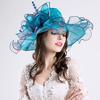 Wide Brim Organza Sun Hat Trendy Mesh Flower Church Wedding Derby Hat Breathable Outdoor Travel Beach Hats for Women