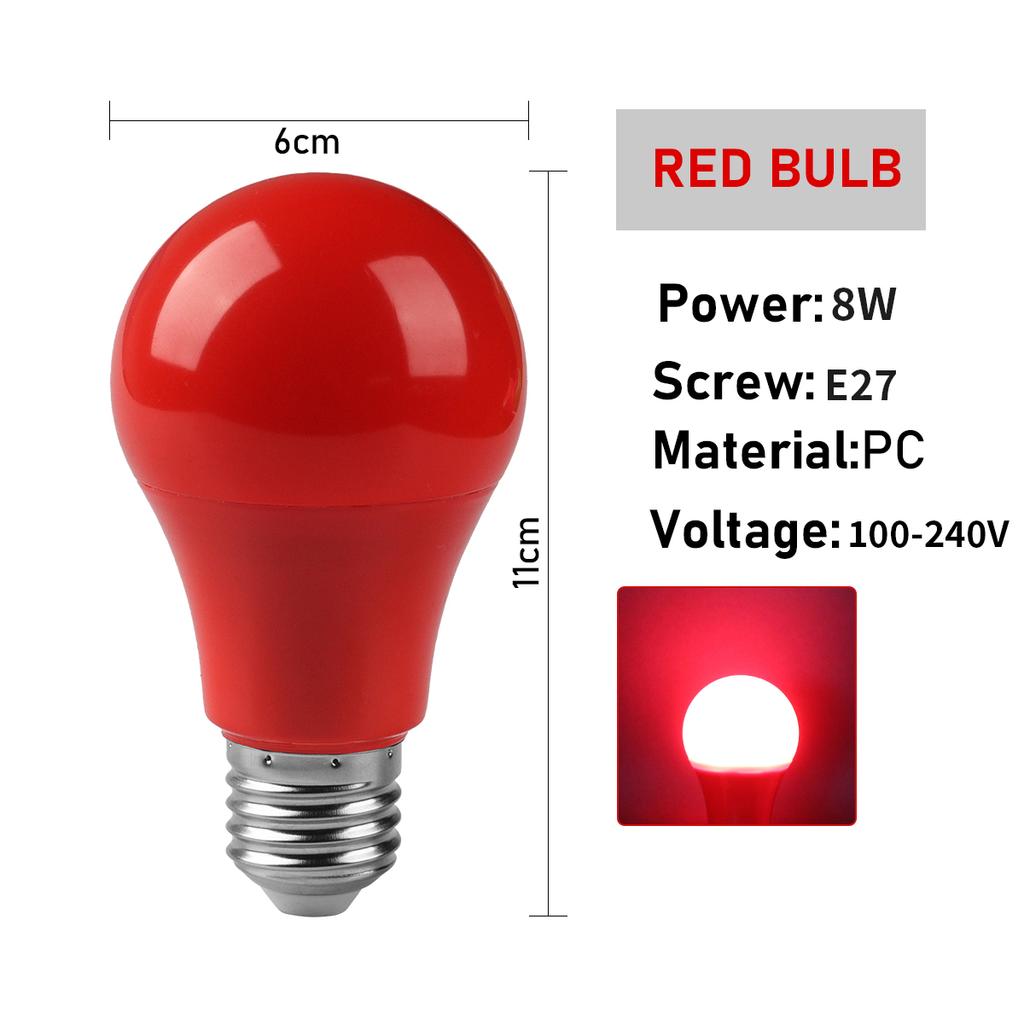 5/8pcs 8Color Festive Bar Atmosphere Color Bulb E27 AC100-240V Party Lighting