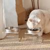 Cervical Protection Elevated Pet Bowl Acrylic Frame Stainless Steel Cat Bowl Dog Bowl  Pet Feeding