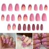 1 комплект, женские носимые накладные ногти с клеем, розово-фиолетовый цвет, блестящий гель, накладные ногти, французский маникюр с блестками, советы, набор для дизайна ногтей «сделай сам»