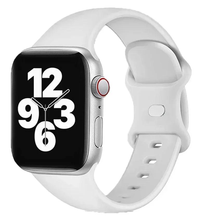 Силиконовый ремешок для Apple Watch 44мм 40мм 45мм 41мм 42-38мм спортивный браслет на запястье iwatch series 8 7 se 3 4 5 6 9 ultra 2 49мм