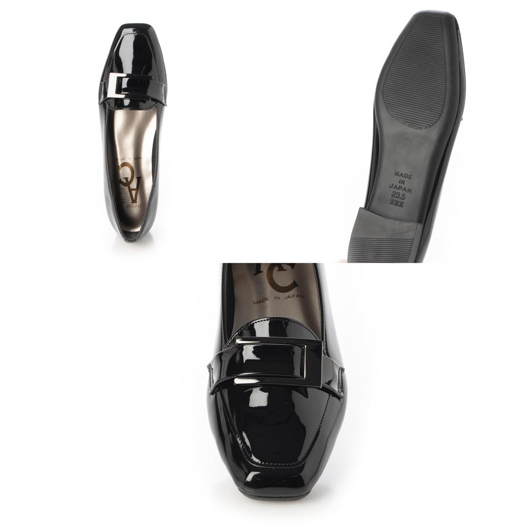 Neue ar he AC Made in Japan легкие широкие 3E квадратный носок эмалированные туфли на низком каблуке туфли-лодочки [Demeter] женские 1785-L30 (Черный,