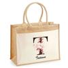 Sac De Plage - PLANETEE - Jute Avec Poche Tatiana Lettre Fleur - Coton - 43 X 33 Cm - Anses Bandoulière