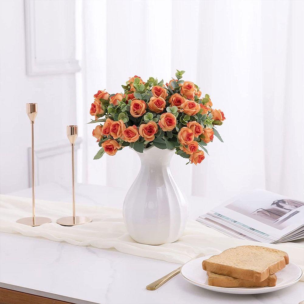 Decoration Artificial Eucalyptus Rose Floral Arrangement Lifelike Flowers Simulation Plants Leaves