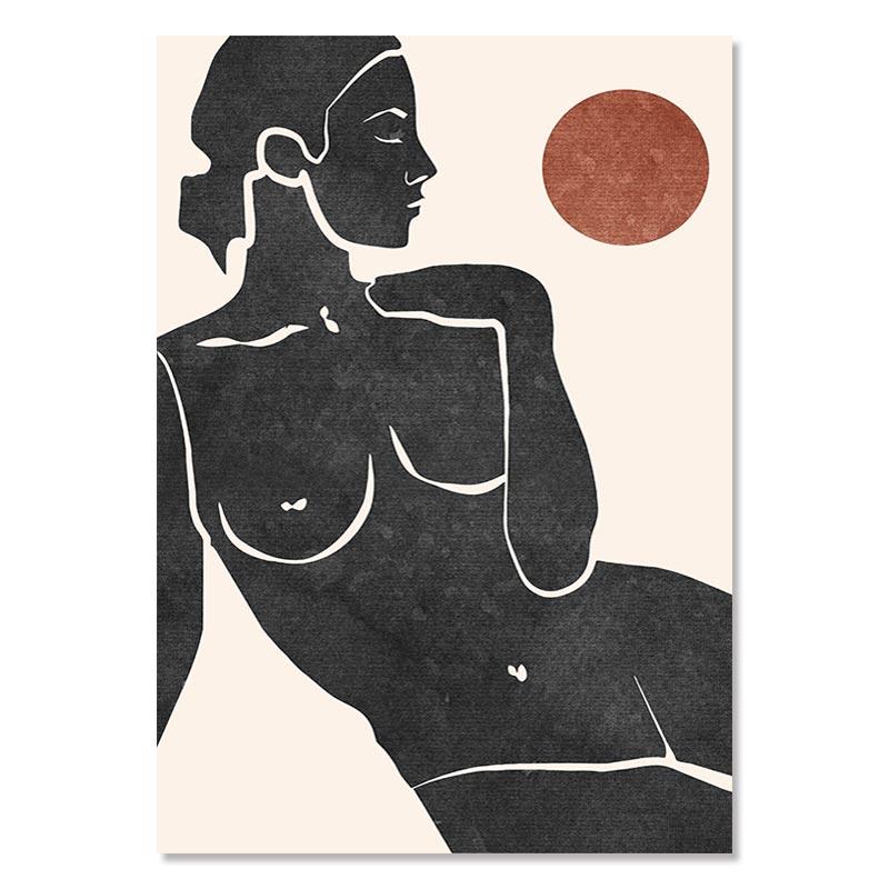 Абстрактная обнаженная женщина, линия, холст, постер, минималистичный геометрический рисунок, картина, принт, настенная художественная картина для гостиной, домашний декор