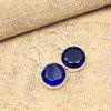 Великолепный синий сапфир, созданный в лаборатории драгоценный камень, ювелирные серьги ручной работы из стерлингового серебра 925 пробы