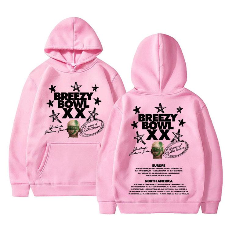 Знаменитый Худи Chris Brown Breezy Bowl XX Tour 2025 Мужчины Женщины Хип-Хоп Поп Музыка Толстовка Мужская Мода Винтажные Худи Пуловеры