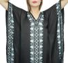 Bimba Women's Border Print Black Satin Kaftan Party Coverup Long Caftan