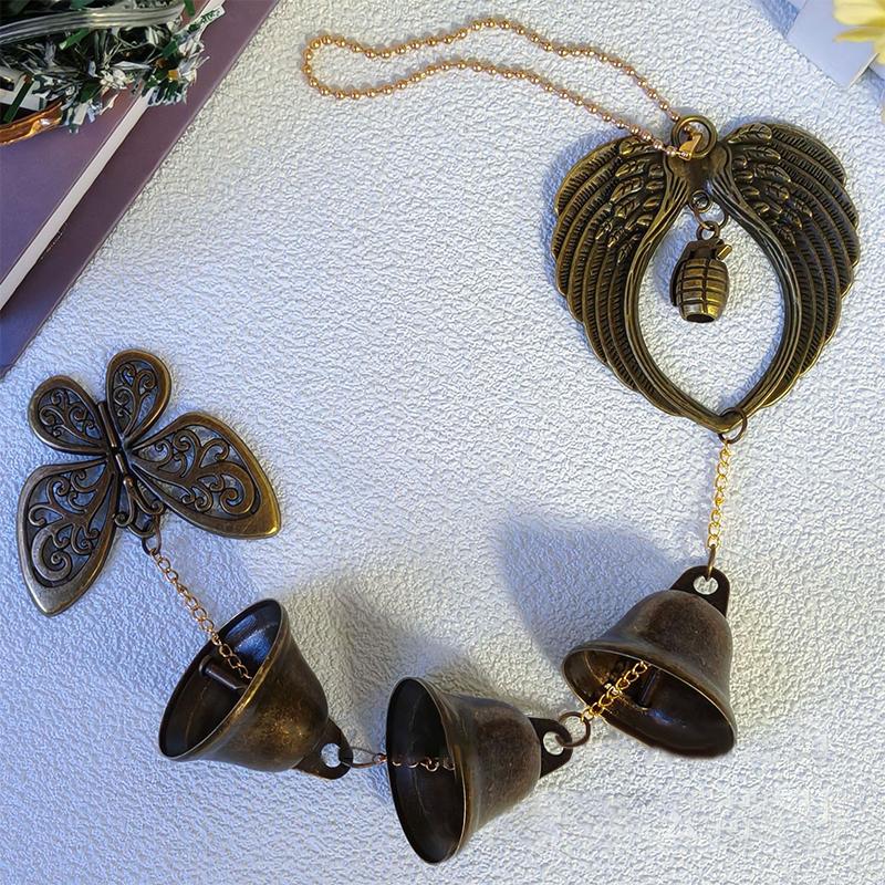 Butterfly Vintage Alloy Wind Chime Hanging Decor Home Wall Door Decoration Metal Bell Pendant Outdoor Garden Door Knob Charm