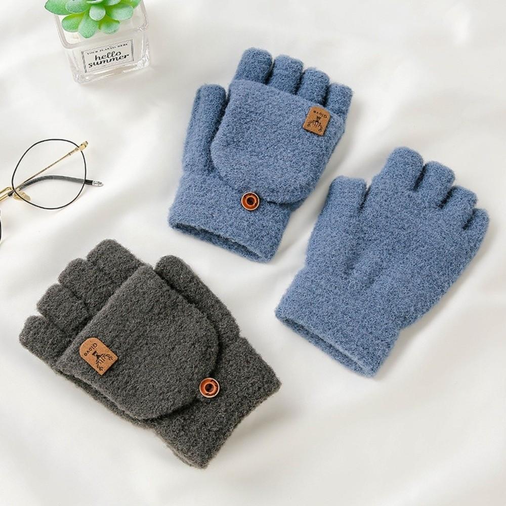 Warm Winter Knitted Gloves Thickened Writing Mittens Fashion Half Finger Mittens for Men
