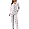 Женский повседневный модный комплект для дома свободного кроя с принтом бантов, брюки с длинными рукавами
