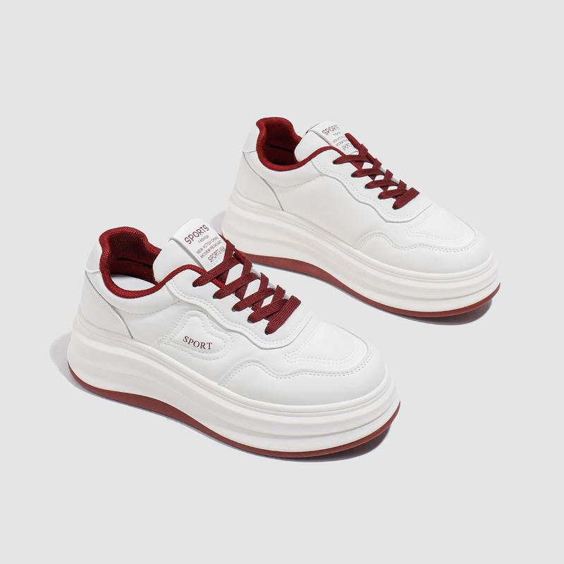 2025 Spring White Shoes New Korean Version Ins Female Students Height Increase Platform Sports Board Shoes Casual Shoes Female HB807