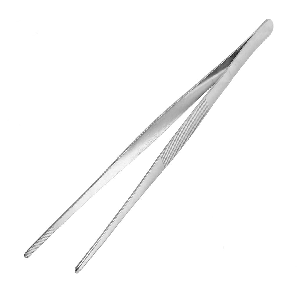 Stainless Steel Silver Long Food Tongs Straight Home Medical Tweezers Garden Kitchen Tool 30cm