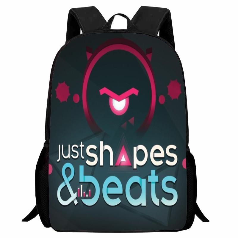 Школьная сумка с принтом «Ритм фигур» Just Shapes & Beats, Мультяшный активный рюкзак для мужчин и женщин