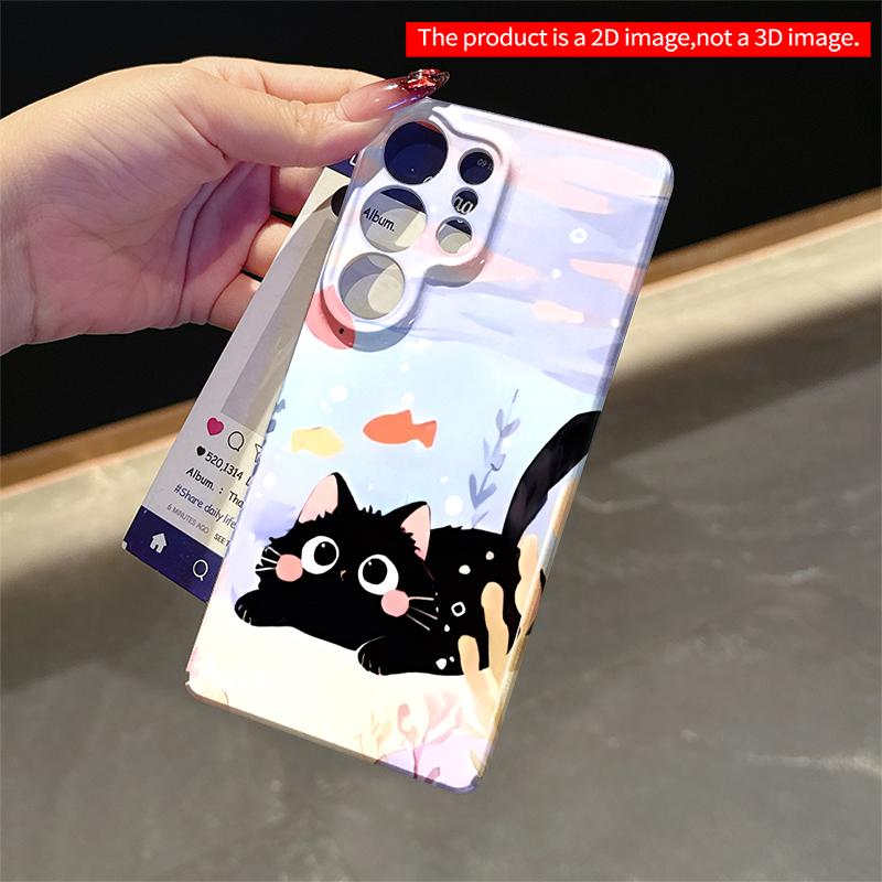 2DFlat Samsung phone case Black Cat Underwater with Fish and Coral Applicable to Galaxy S22 S23 S24 S25ULTRA S26 A12 A13 A14 A15 A16