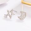 Доступная роскошь мода мода звезда яркие серьги-гвоздики микро инкрустированные звезда луна асимметричные серьги-гвоздики высокое чувство мода шарм украшение