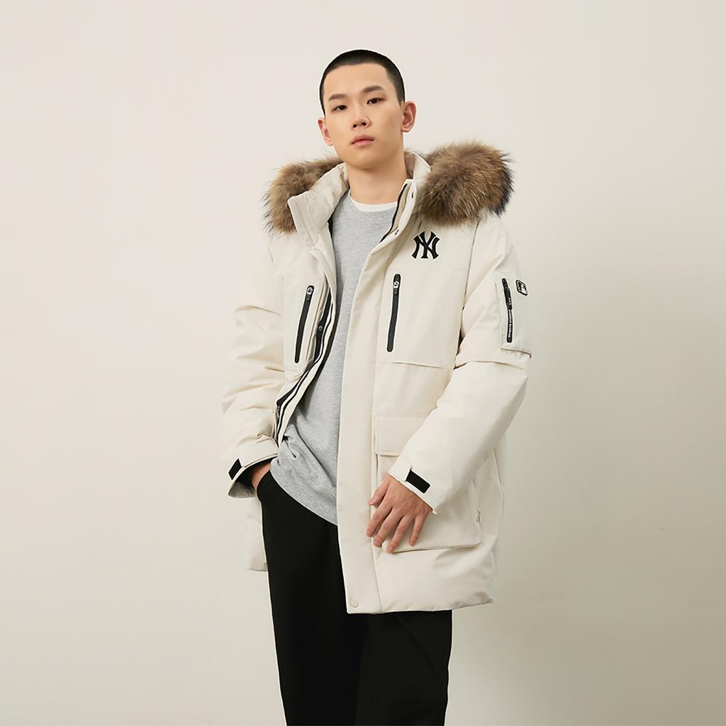 Новый пуховик MLB New York Yankees Basic Collection FW24 Унисекс Темно-кремовый 3ADJB1346-50CRD