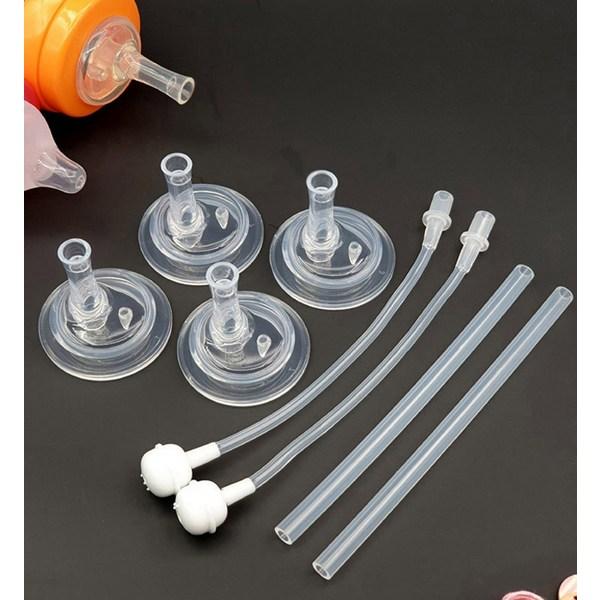 Purea Straw Top 8p + Straw 4p + Weight Straw 4p + Straw Brush 2p Gromimi Double Heart Compatible, Transparent, 1 Set