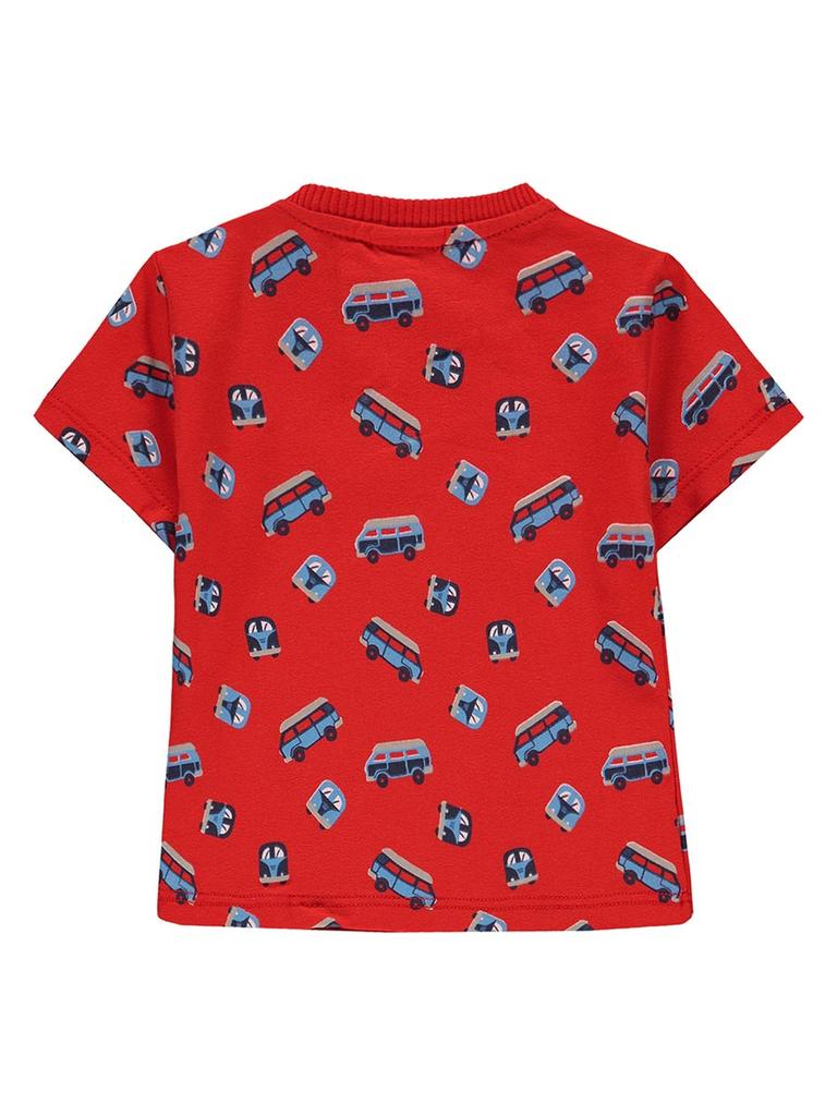 Chłopięcy Czerwony Wzorowany T-Shirt Kanz