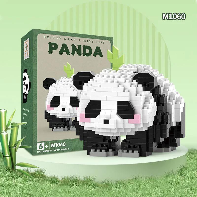 500PCS Creative Cute Mini Panda Building Blocks Micro Bricks Assemble Decoration Toy With Box Birthday Gift for Boys and Girls