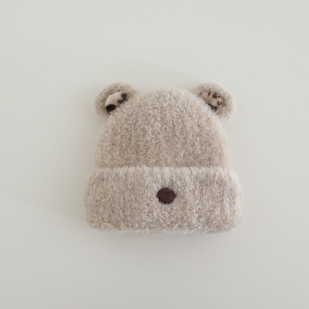 Милая вязаная плюшевая шапка с ушками медведя для женщин, теплая, защищающая уши и подчеркивающая лицо осенью и зимой. Новый осенне-зимний стиль