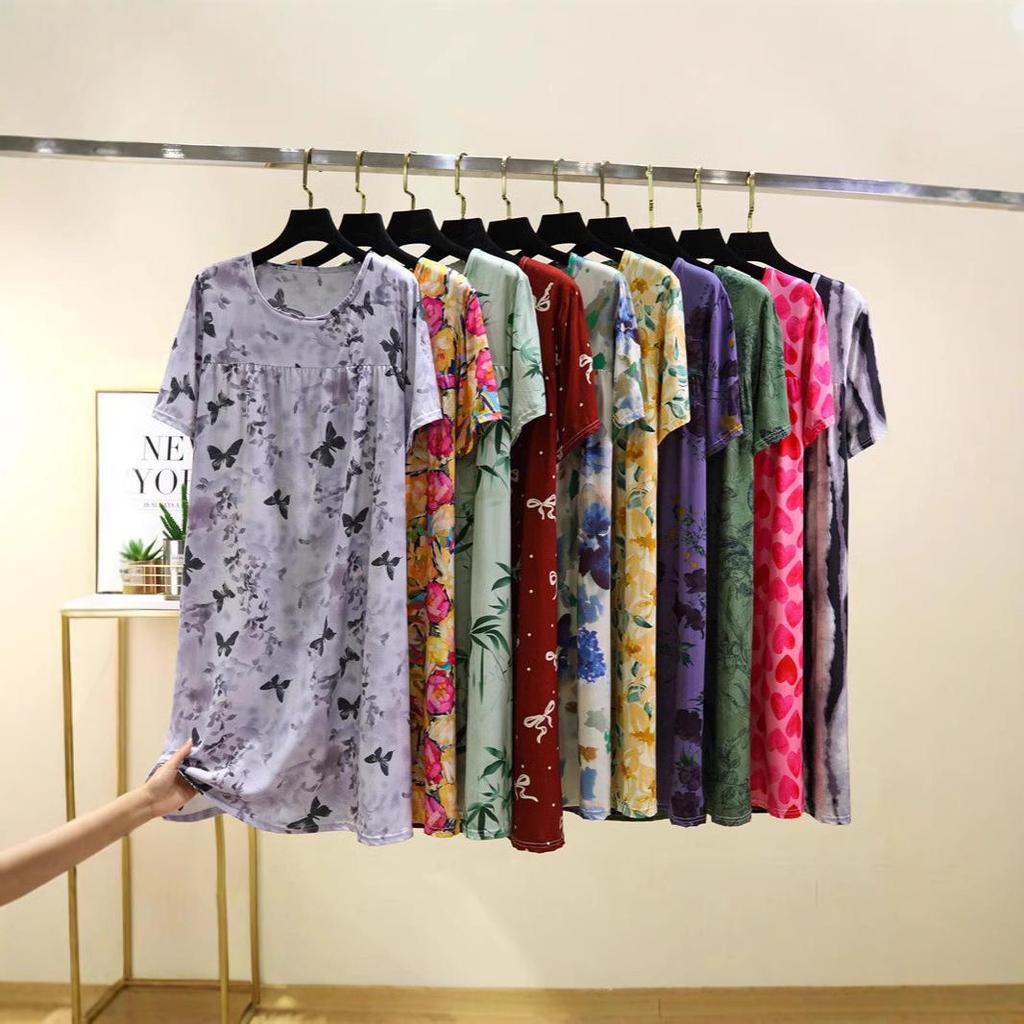 2025 Женское летнее платье с цветочным принтом из хлопка и шелка - Приталенный французский стиль с плиссированным вискозным подкладом и короткими рукавами