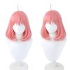 Heat-resistant Cosplay Wig from "Second Castle" In Pink, Short To Long, 35cm, Perfect for Disguise + 3 Bonus Items: Net, Hairpins, and a Memo Pad