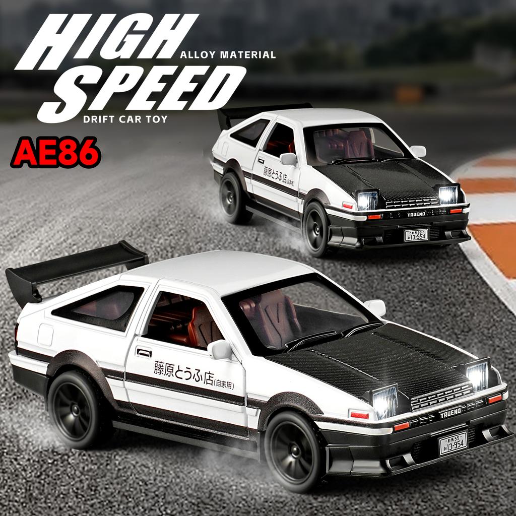 1/32 Toyota Initial D AE86 Функция дрифта Металлическая модель автомобиля Литьевые модели и игрушечные транспортные средства Металлическая модель автомобиля Звук и свет Коллекция Игрушка для детей