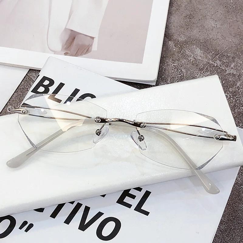 Anti Blue Light Frameless Reading Glasses for Women Starlight Fine Sparkling Far Sight Eyewear Ultra Light Presbyopia Glasses