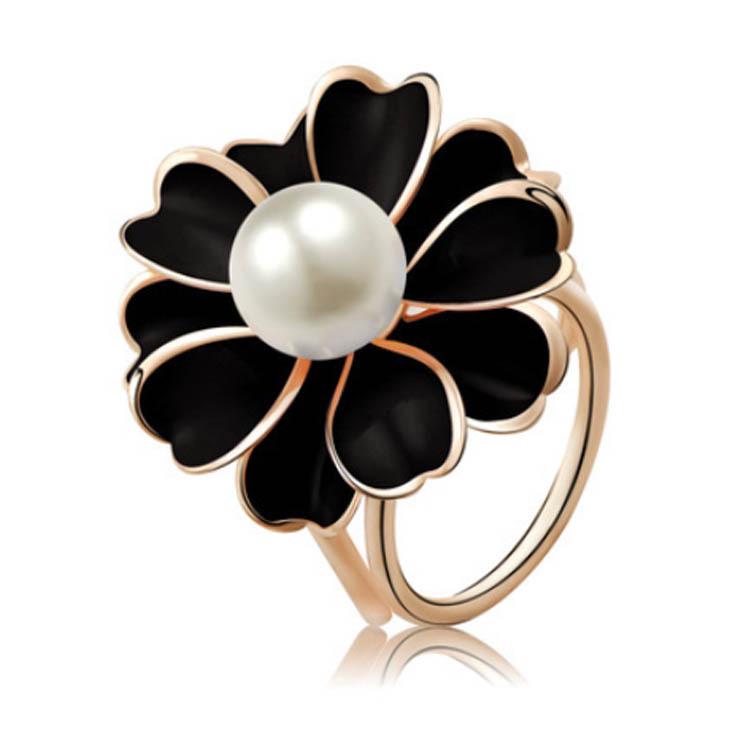 Корейская мультяшная жемчужина брошь: Булавка для шарфа с тремя кольцами «Камелия» и кристальными бриллиантами