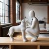 Sculpture Girl And Dog Statues Pet Lovers Desktop Ornaments Cute Dog Figurine  Office