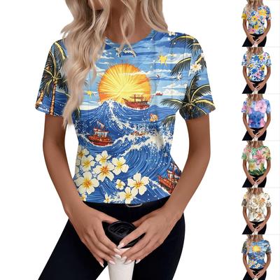 Женские топы с коротким рукавом, свободная футболка со складками и воротником