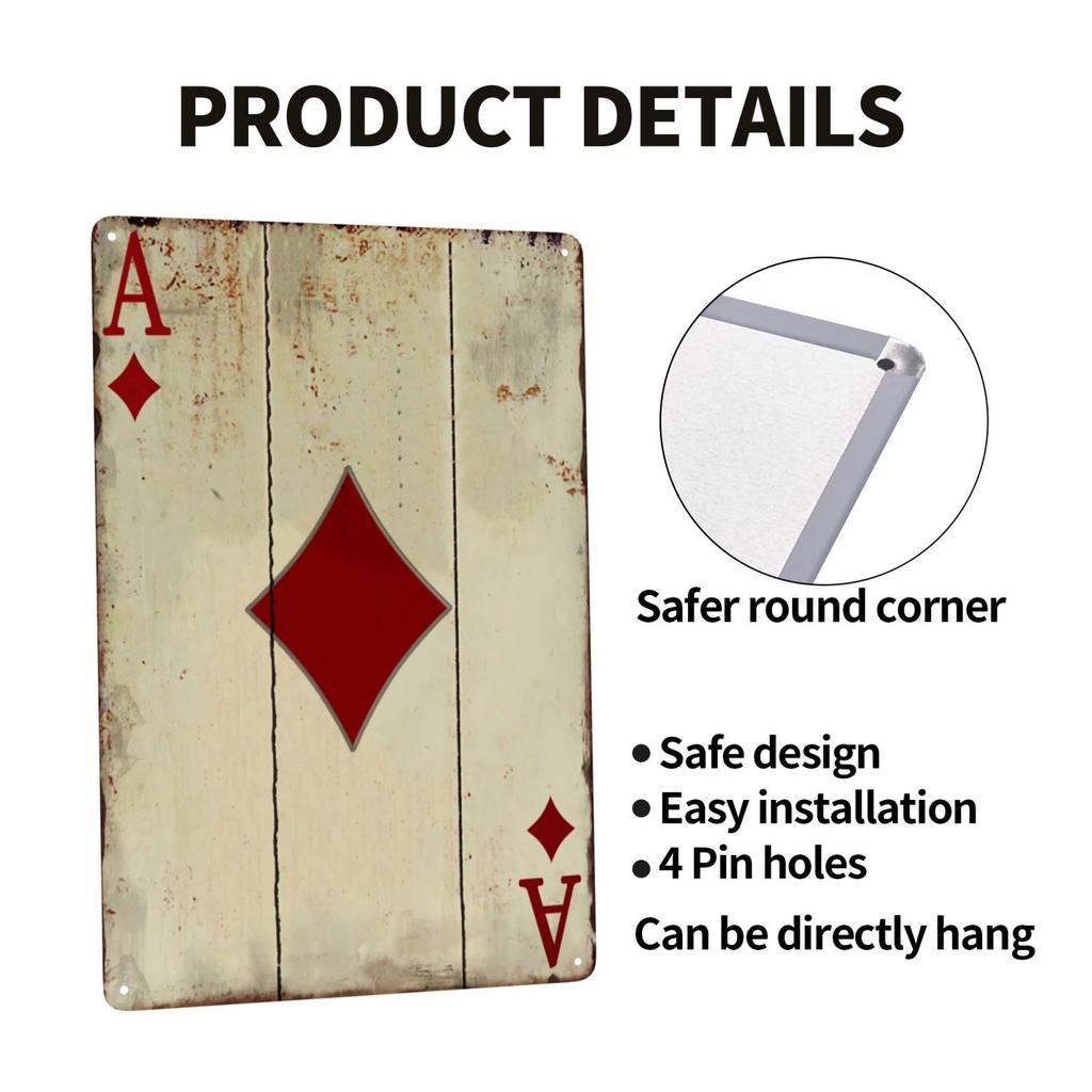 Vintage Poker Metal Sign Retro Joker Tin Sign King Jack Sign Wall Decoration for Home Cafe Pub Bar Shop 8x12 Inch