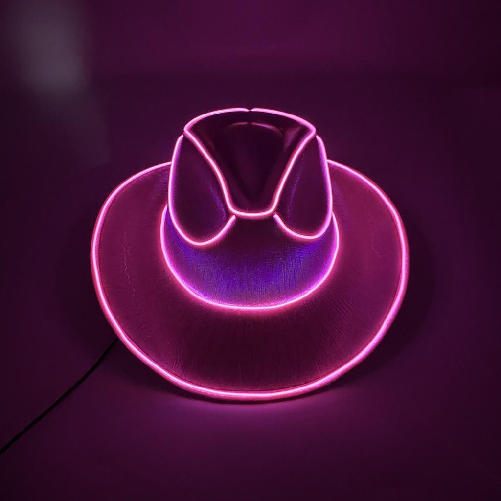 Eye-catching Sparkling Silver Pink Light-up Jazz Hat For Festivals And Holidays