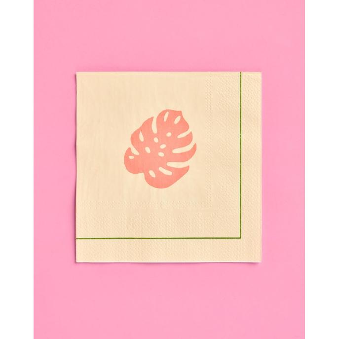 xo, Fetti Beige Tropical Vacation Napk - 3-ply, 24 pcs | Bachelorette Cocktail Napk, Palm Tree Dinner Party Setting, Miami Birthday Decoration, Cute