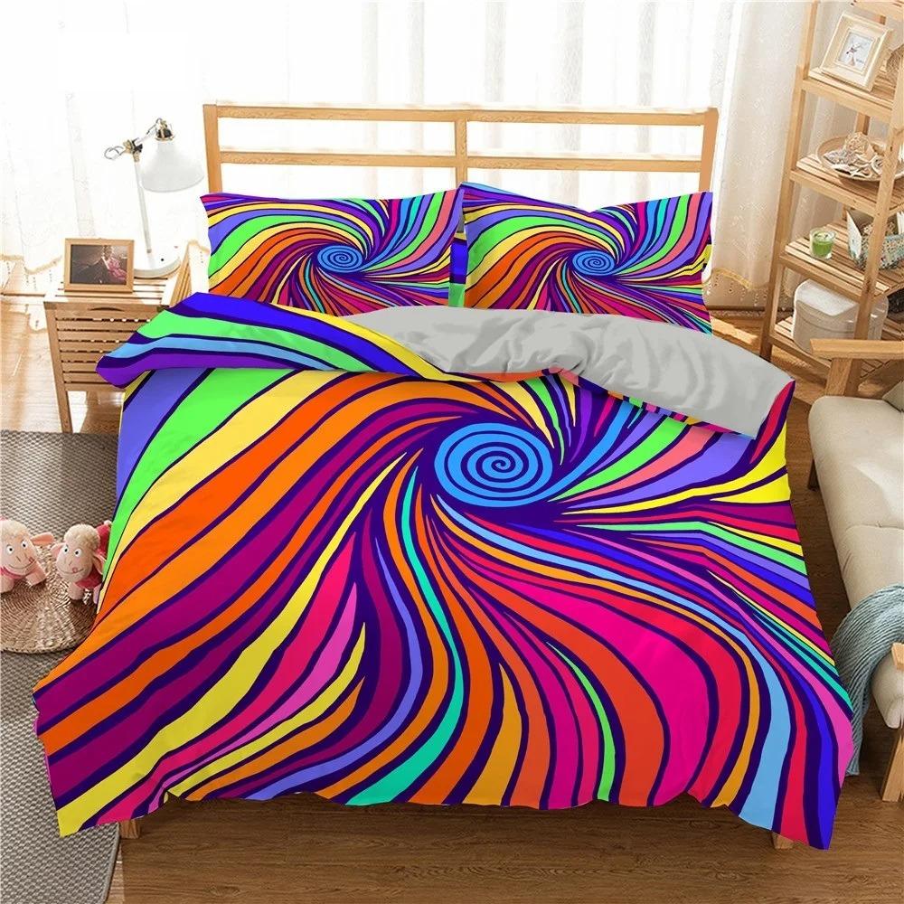 Phechion Psychedelic 3D Print Bedding Collection Duvet Covers Pillowcases One Piece Comforter Bedding Collections Bedclothes With Bed Linen K269