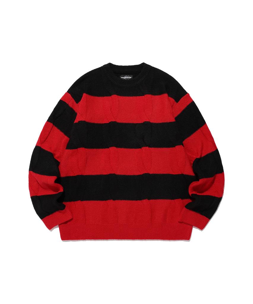 NICEGHOSTCLUB Cable Stripe Knit_Black(Ng2Efuk603A)