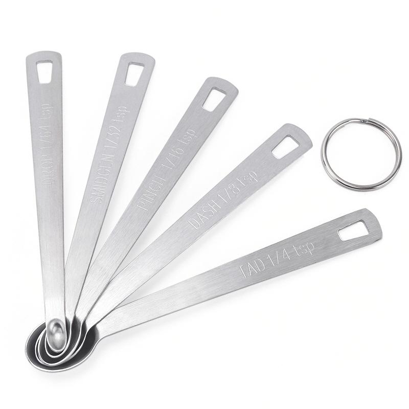 5Pcs/Set Measuring Spoon Stainless Steel Coffee Seasoning Multiple Size Spoon