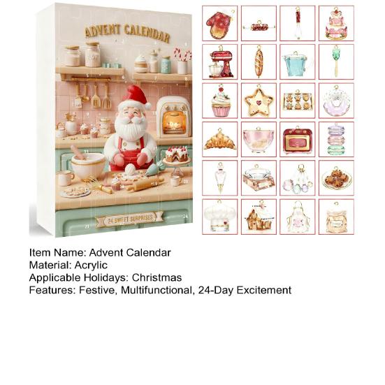 Christmas Baking Advent Calendar 24-Day Countdown Box Multifunctional Decoration Unique Holiday Gift for Children