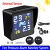 Car Tyre Pressure Alarm Monitor System TPMS 2 External Sensors LCD Display Temperature Warning Wireless Solar Motorcycle Parts