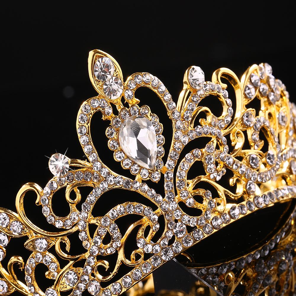 Full Round Crystal Rhinestone Wedding Tiaras Bridal Hair Accessories Kids Crown For Cake Topper Festival Party Prom Gift