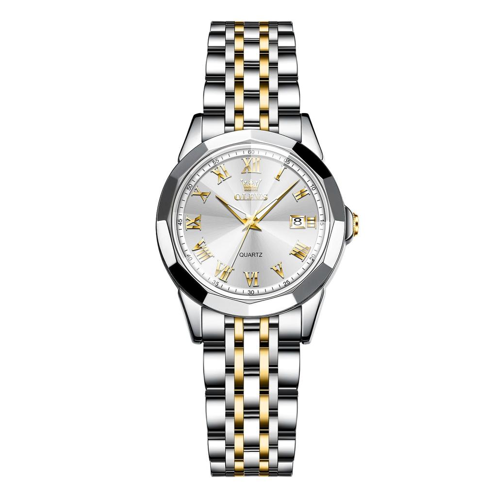 Часы OLEVS водонепроницаемые женские популярные маленькие часы деловые модные стильные аналоговые кварцевые металлические золотые белые часы из нержавеющей стали с ремешком на руку с датой для женщин