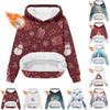Women's Fashionable Casual Long-Sleeved Christmas Print Fleece-Lined Thick Hooded Sweatshirt