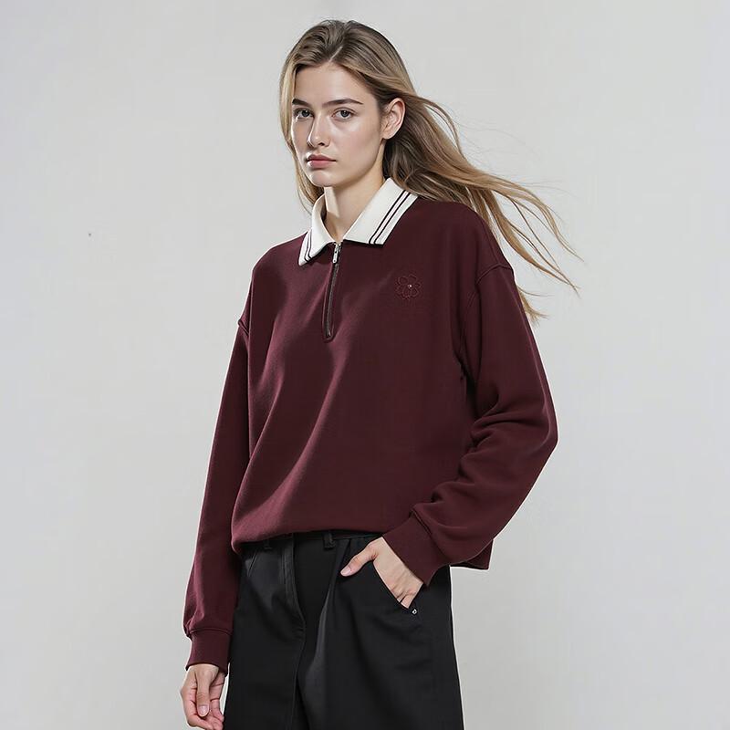 Women's Fleece-Lined Color-block Polo Sweatshirt