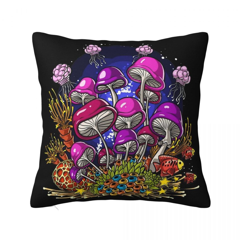 Mushroom Cartoon Pillow Case Forest Plant Cushion Cover Novelty Zippered Decorative Throw Pillow Case Cover for Living Room
