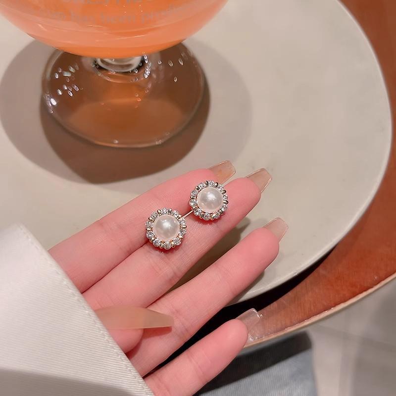 ANENJERY Геометрические круглые серьги из искусственного жемчуга с цирконием для женщин, модные, высококачественные, универсальные, изысканные, подарочные украшения для ушей